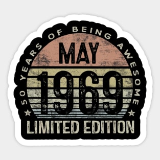 Born May 1969 Limited Edition 51th Birthday Gifts Sticker
